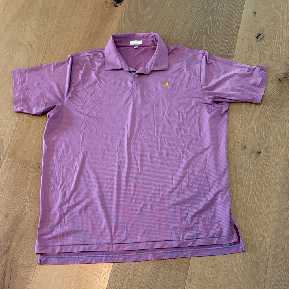 Peter Millar purple and blue stripe Performance Polo XXL BRIARS CREEK logo